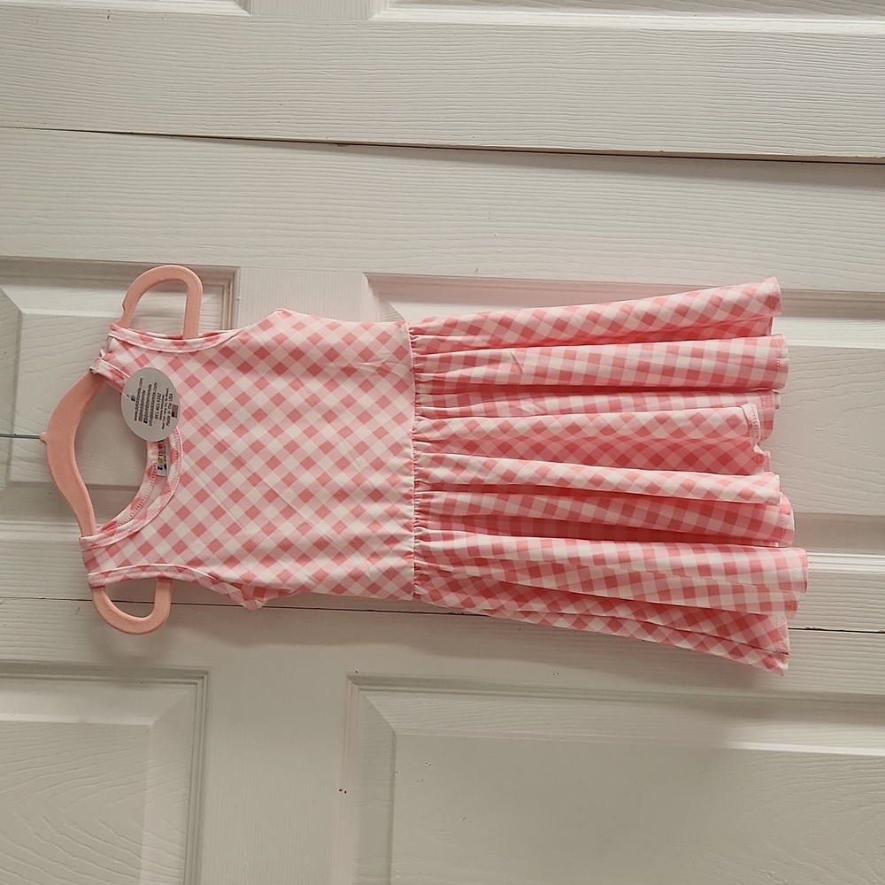 NWT Dot Dot Smile Pink Plaid Tank Top Twirl Dress